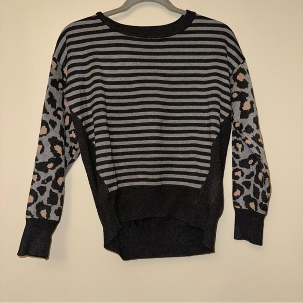 Metric Knits Stripe / Leopard Print Sweater